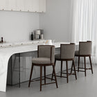 Manhattan Comfort Evalyn Modern Wood Upholstered Counter Stool in Dove - Set of 3