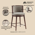 Manhattan Comfort Evalyn Modern Wood Upholstered Counter Stool in Dove - Set of 3