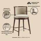 Manhattan Comfort Evalyn Modern Wood Upholstered Counter Stool in Natural - Set of 3
