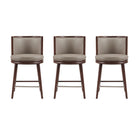 Manhattan Comfort Evalyn Modern Wood Upholstered Counter Stool in Taupe - Set of 3