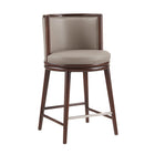 Manhattan Comfort Evalyn Modern Wood Upholstered Counter Stool in Taupe - Set of 3