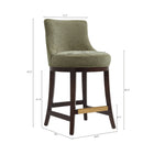 Manhattan Comfort Lucia Modern Chenille Wood Counter Stool in Leaf Green - Set of 3
