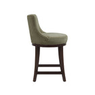 Manhattan Comfort Lucia Modern Chenille Wood Counter Stool in Leaf Green - Set of 3