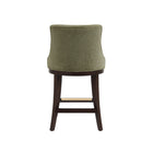 Manhattan Comfort Lucia Modern Chenille Wood Counter Stool in Leaf Green - Set of 3