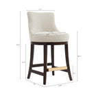 Manhattan Comfort Lucia Modern Chenille Wood Counter Stool in Natural - Set of 3