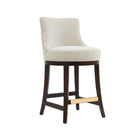Manhattan Comfort Lucia Modern Chenille Wood Counter Stool in Natural - Set of 3