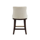 Manhattan Comfort Lucia Modern Chenille Wood Counter Stool in Natural - Set of 3