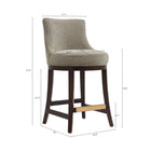 Manhattan Comfort Lucia Modern Chenille Wood Counter Stool in Taupe - Set of 3