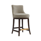 Manhattan Comfort Lucia Modern Chenille Wood Counter Stool in Taupe - Set of 3