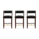 Manhattan Comfort Patricia Modern Wood Upholstered Counter Stool in Black - Set of 3