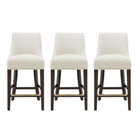 Manhattan Comfort Beever Modern Chenille Wood Counter Stool in Cream - Set of 3