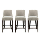 Manhattan Comfort Beever Modern Chenille Wood Counter Stool in Taupe - Set of 3