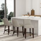 Manhattan Comfort Beever Modern Chenille Wood Counter Stool in Taupe - Set of 3