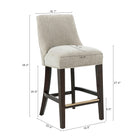 Manhattan Comfort Beever Modern Chenille Wood Counter Stool in Taupe - Set of 3