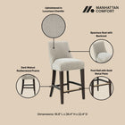 Manhattan Comfort Beever Modern Chenille Wood Counter Stool in Taupe - Set of 3