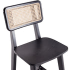 Manhattan Comfort Versailles Industry Chic Cane Back Wood Counter Stool in Black and Natural - Set of 3