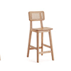 Manhattan Comfort Versailles Industry Chic Cane Back Wood Counter Stool in Natural - Set of 3