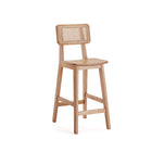 Manhattan Comfort Versailles Industry Chic Cane Back Wood Counter Stool in Natural - Set of 3