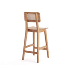Manhattan Comfort Versailles Industry Chic Cane Back Wood Counter Stool in Natural - Set of 3