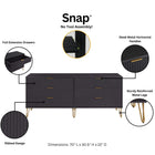 Manhattan Comfort3-Piece DUMBO Modern  5-Drawer Tall Dresser,  DUMBO Modern 6-Drawer Double Low Dresser, and DUMBO Modern Nightstand 2.0 in Black