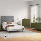 Manhattan Comfort3-Piece DUMBO Modern  5-Drawer Tall Dresser,  DUMBO Modern 6-Drawer Double Low Dresser, and DUMBO Modern Nightstand 2.0 in Olive Green