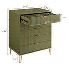 Manhattan Comfort3-Piece DUMBO Modern  5-Drawer Tall Dresser,  DUMBO Modern 6-Drawer Double Low Dresser, and DUMBO Modern Nightstand 2.0 in Olive Green