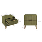 Manhattan Comfort3-Piece DUMBO Modern  5-Drawer Tall Dresser,  DUMBO Modern 6-Drawer Double Low Dresser, and DUMBO Modern Nightstand 2.0 in Olive Green