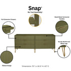 Manhattan Comfort3-Piece DUMBO Modern  5-Drawer Tall Dresser,  DUMBO Modern 6-Drawer Double Low Dresser, and DUMBO Modern Nightstand 2.0 in Olive Green