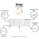 Manhattan Comfort3-Piece DUMBO Modern  5-Drawer Tall Dresser,  DUMBO Modern 6-Drawer Double Low Dresser, and DUMBO Modern Nightstand 2.0 in White