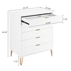 Manhattan Comfort3-Piece DUMBO Modern  5-Drawer Tall Dresser,  DUMBO Modern 10-Drawer Double Tall Dresser, and DUMBO Modern Nightstand 2.0 in White