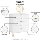 Manhattan Comfort3-Piece DUMBO Modern  5-Drawer Tall Dresser,  DUMBO Modern 10-Drawer Double Tall Dresser, and DUMBO Modern Nightstand 2.0 in White