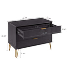 Manhattan Comfort3-Piece DUMBO Modern  5-Drawer Tall Dresser,  DUMBO Modern 3-Drawer Standard Dresser, and DUMBO Modern Nightstand 2.0 in Black