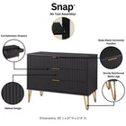 Manhattan Comfort3-Piece DUMBO Modern  5-Drawer Tall Dresser,  DUMBO Modern 3-Drawer Standard Dresser, and DUMBO Modern Nightstand 2.0 in Black