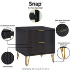 Manhattan Comfort3-Piece DUMBO Modern  5-Drawer Tall Dresser,  DUMBO Modern 3-Drawer Standard Dresser, and DUMBO Modern Nightstand 2.0 in Black