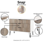 Manhattan Comfort3-Piece DUMBO Modern  5-Drawer Tall Dresser,  DUMBO Modern 3-Drawer Standard Dresser, and DUMBO Modern Nightstand 2.0 in White and Grey