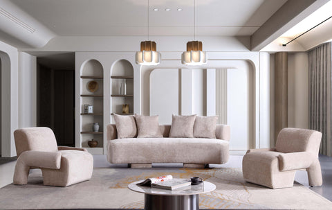 Manhattan Comfort Verandah Mid-Century Modern 3-Piece Sofa Set in Beige - 3-LSAC1769-BE