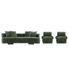 Manhattan Comfort Verandah Mid-Century Modern 3-Piece Sofa Set in Olive Green