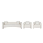 Manhattan Comfort Sylvia Modern Glam 3-Piece Sofa Set in Ivory