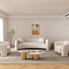 Manhattan Comfort Sylvia Modern Glam 3-Piece Sofa Set in Ivory