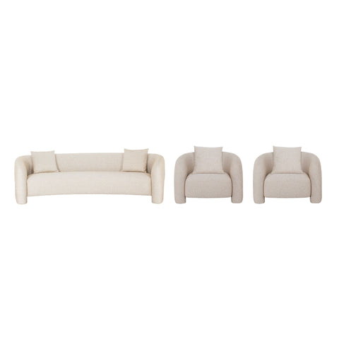 Manhattan Comfort Sylvia Modern Glam 3-Piece Sofa Set in Gold Dust