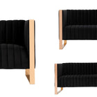 Manhattan Comfort Trillium Mid-Century Modern 3-Piece Sofa Set in Black