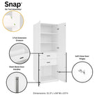 Manhattan Comfort Lee Modern 32" Wardrobe Closet in White - Set of 3 - 3-WC001-WH