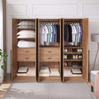 Manhattan Comfort Lee Modern 3-Piece Wardrobe Closet in Golden Brown