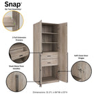 Manhattan Comfort Lee Modern 3-Piece Wardrobe Closet in Rustic Gray