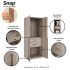 Manhattan Comfort Lee Modern 3-Piece Wardrobe Closet in Rustic Gray