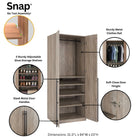 Manhattan Comfort Lee Modern 3-Piece Wardrobe Closet in Rustic Gray