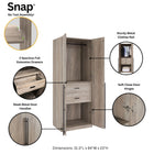 Manhattan Comfort Lee Modern 32" Wardrobe Closet in Rustic Gray - Set of 3 - 3-WC002-GY