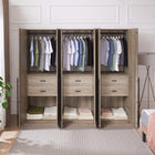 Manhattan Comfort Lee Modern 32" Wardrobe Closet in Rustic Gray - Set of 3 - 3-WC002-GY