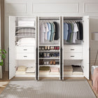 Manhattan Comfort Lee Modern Freestanding 3-Piece Module Wardrobe Closet with 2 Hanging Rods, 4 Drawers, 3 Shoe Storage and 6 Shelves