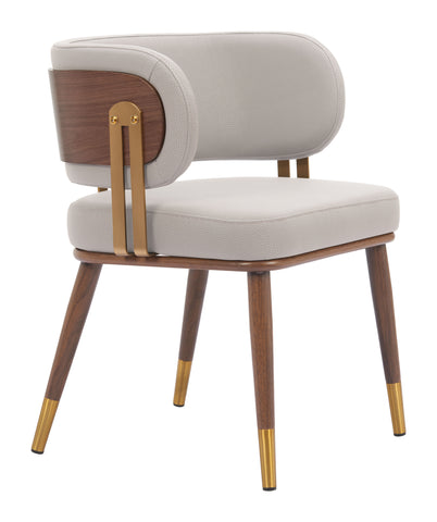 Zuo Brew Dining Chair Beige & Walnut
